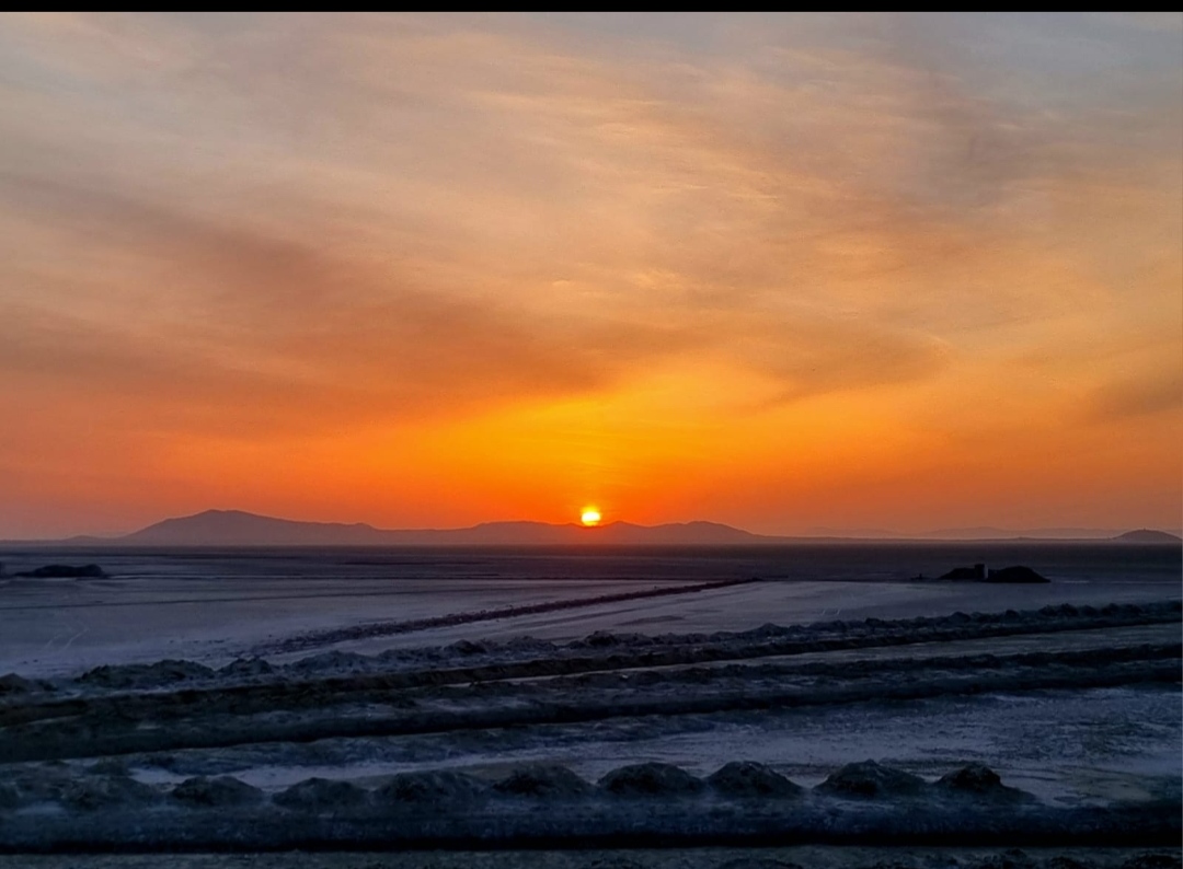 Sunset over Sambhar Salt Lake