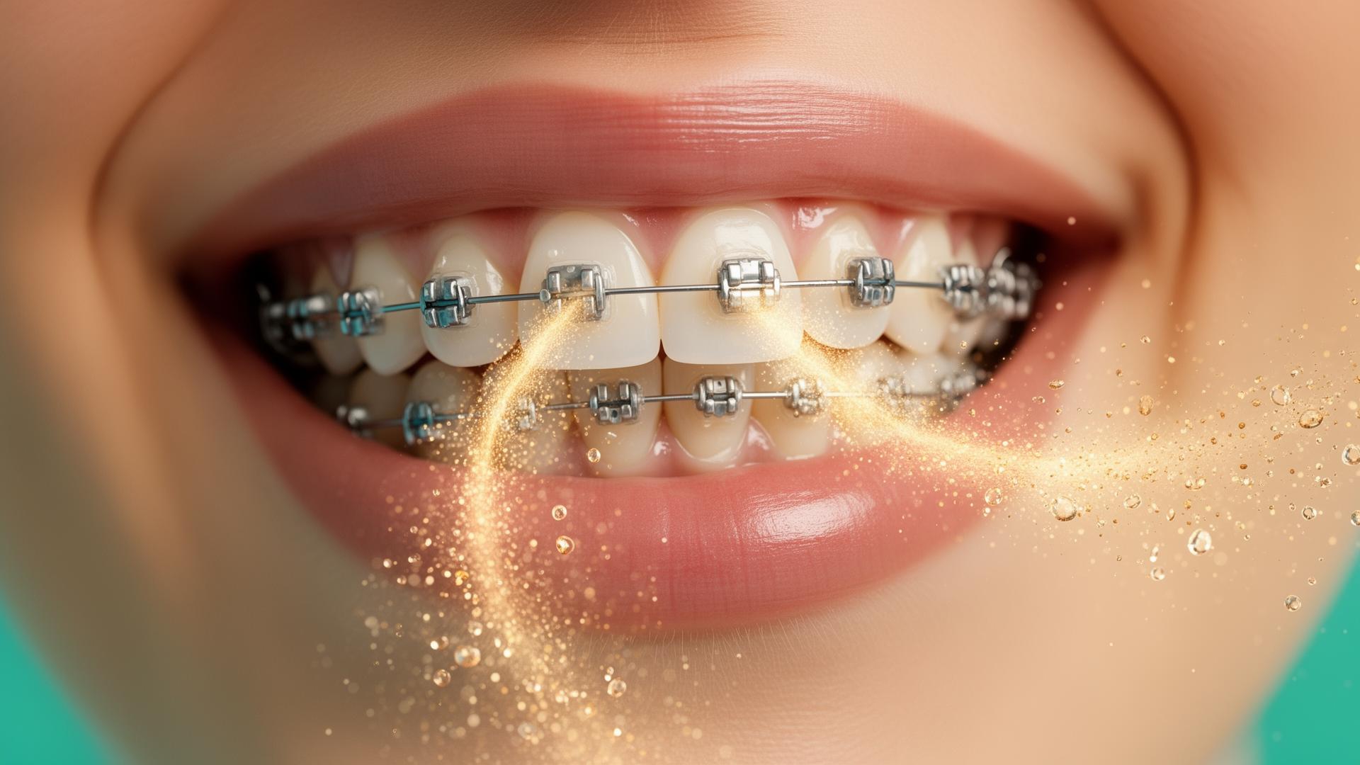 GBT Airflow cleaning gently around orthodontic braces